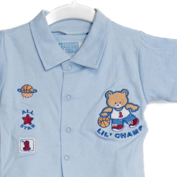 Teddy Room Size 6/9M Infant Lil Champ Blue 3-Piece Outfit Set - Picture 2 of 8